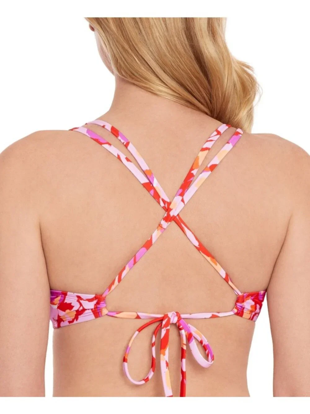 Salt + Cove Womens Juniors Flutter X Back Bikini Top Vermillion Size D/DD NWT
